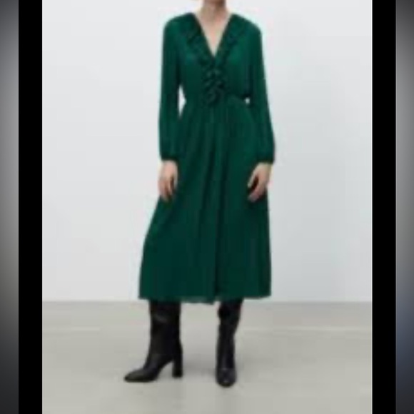 Zara Dark Green Long Sleeve Dress - Picture 6 of 6